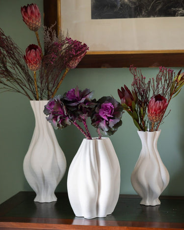 Emilie Tall White Twisted Ceramic Vase