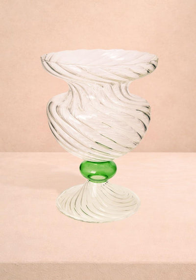 Green Globe Murano Vase Cleo Wave