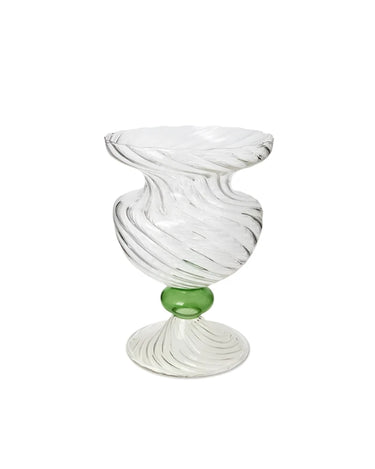 Green Globe Murano Vase Cleo Wave