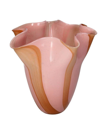 Peach Glass Vase with Scallop