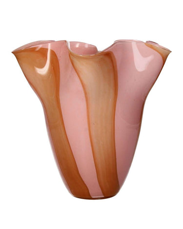 Vases Peach Glass Vase with Scallop