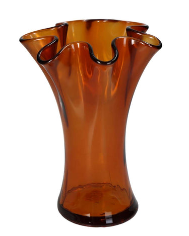 Vases Scalloped Top Elegant Vase in Brown