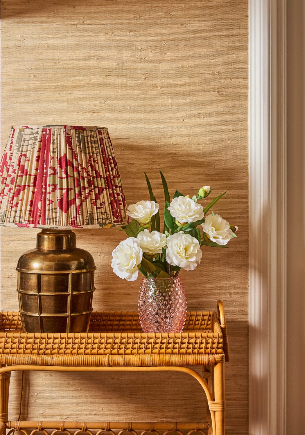 Tall Pink Hobnail Vase