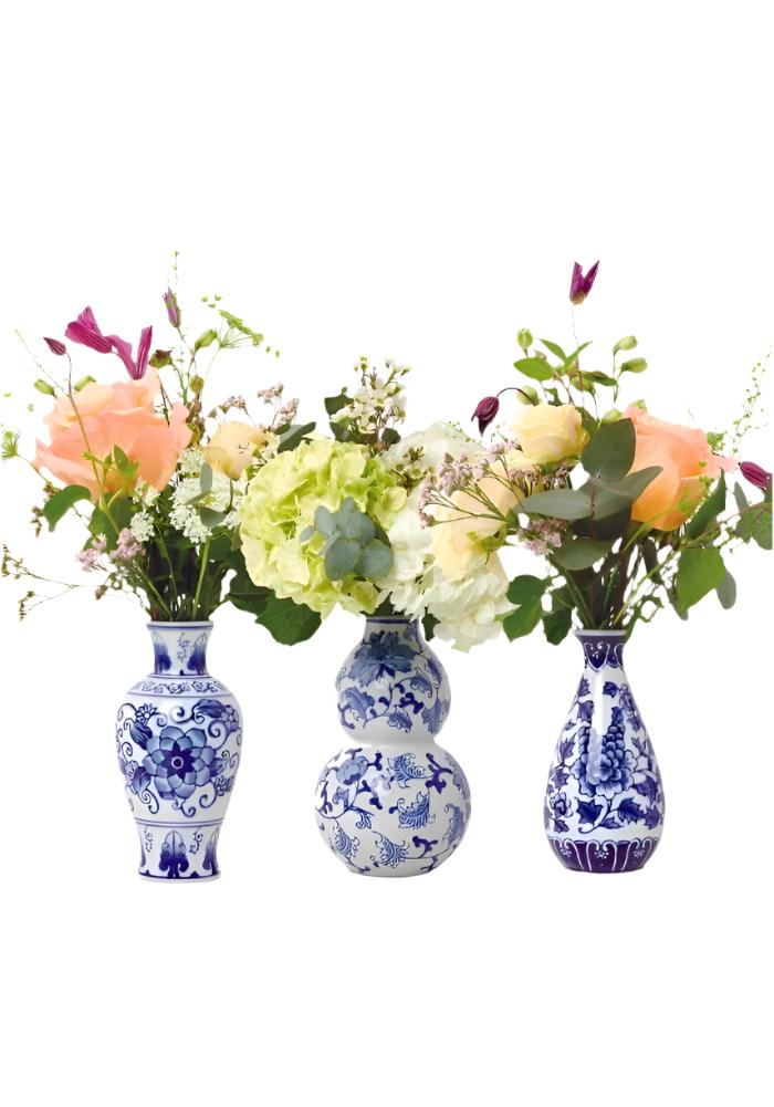 Vases Three Delft Bud Vases