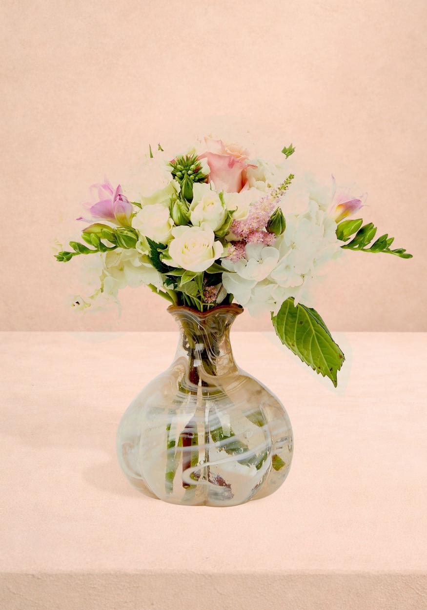 Vases Vintage Style Glass Bud Vase with Marbling - Lightweight Treated Glass