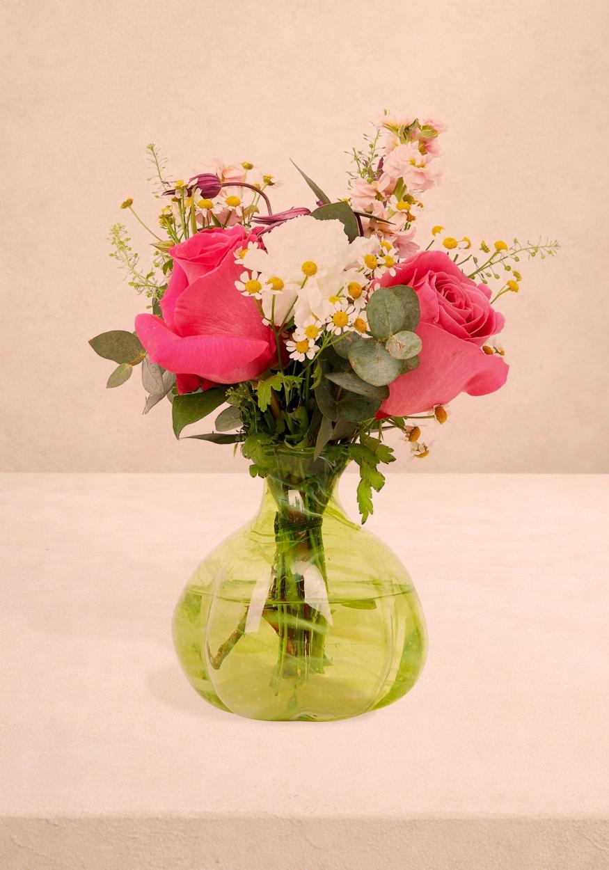 Vases Yellow Glass Vase with Marbling - Lightweight Treated Glass