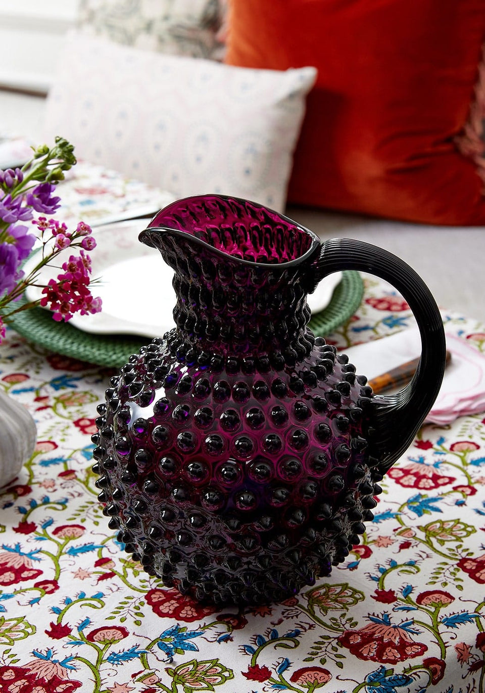Violet Dew Drop Jug with 4 Tumblers