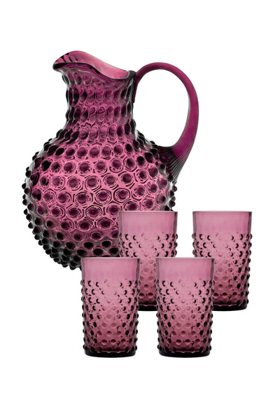 Violet Dew Drop Jug with 4 Tumblers