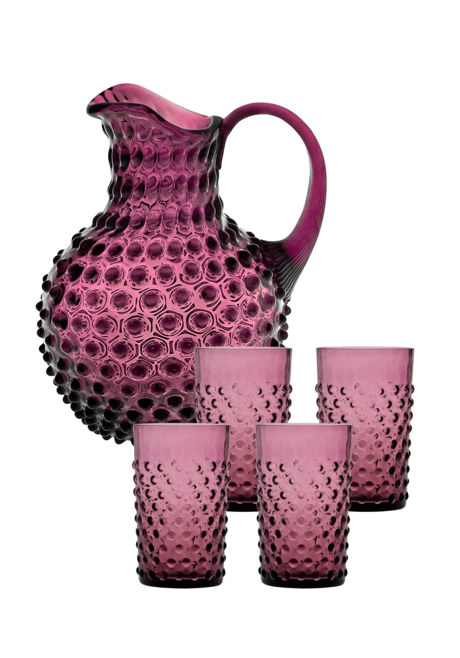 Violet Dew Drop Jug with 4 Tumblers