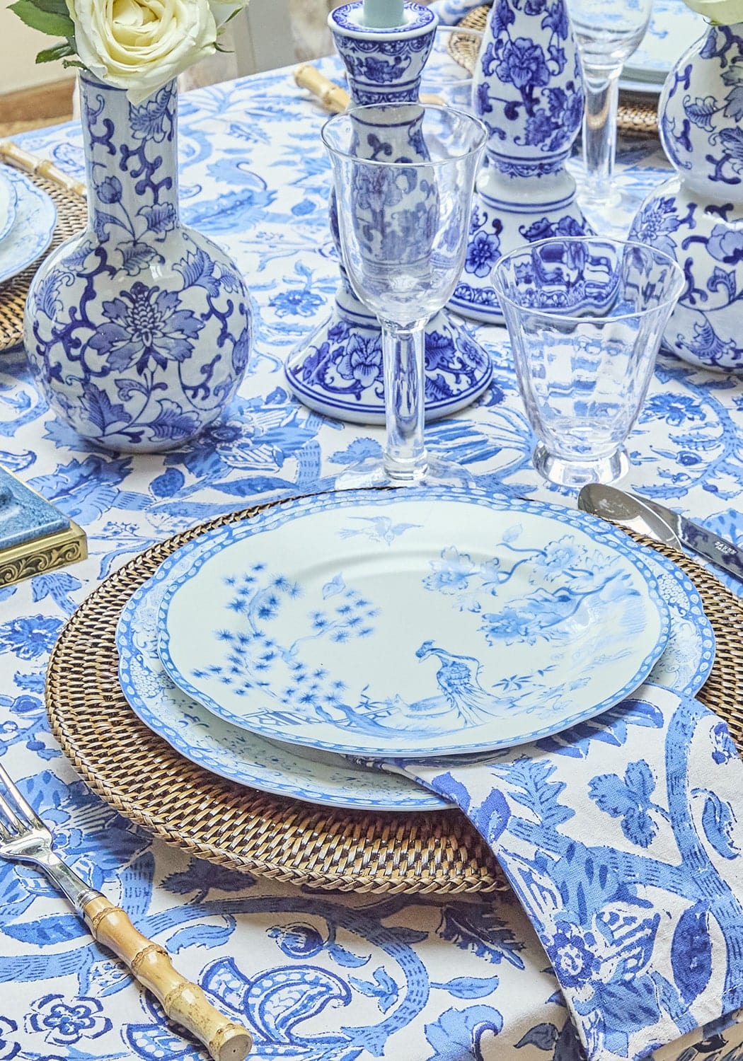 Virginia Blue and White Dessert Plates - Set of 4 - Casa by Josephine Jenno