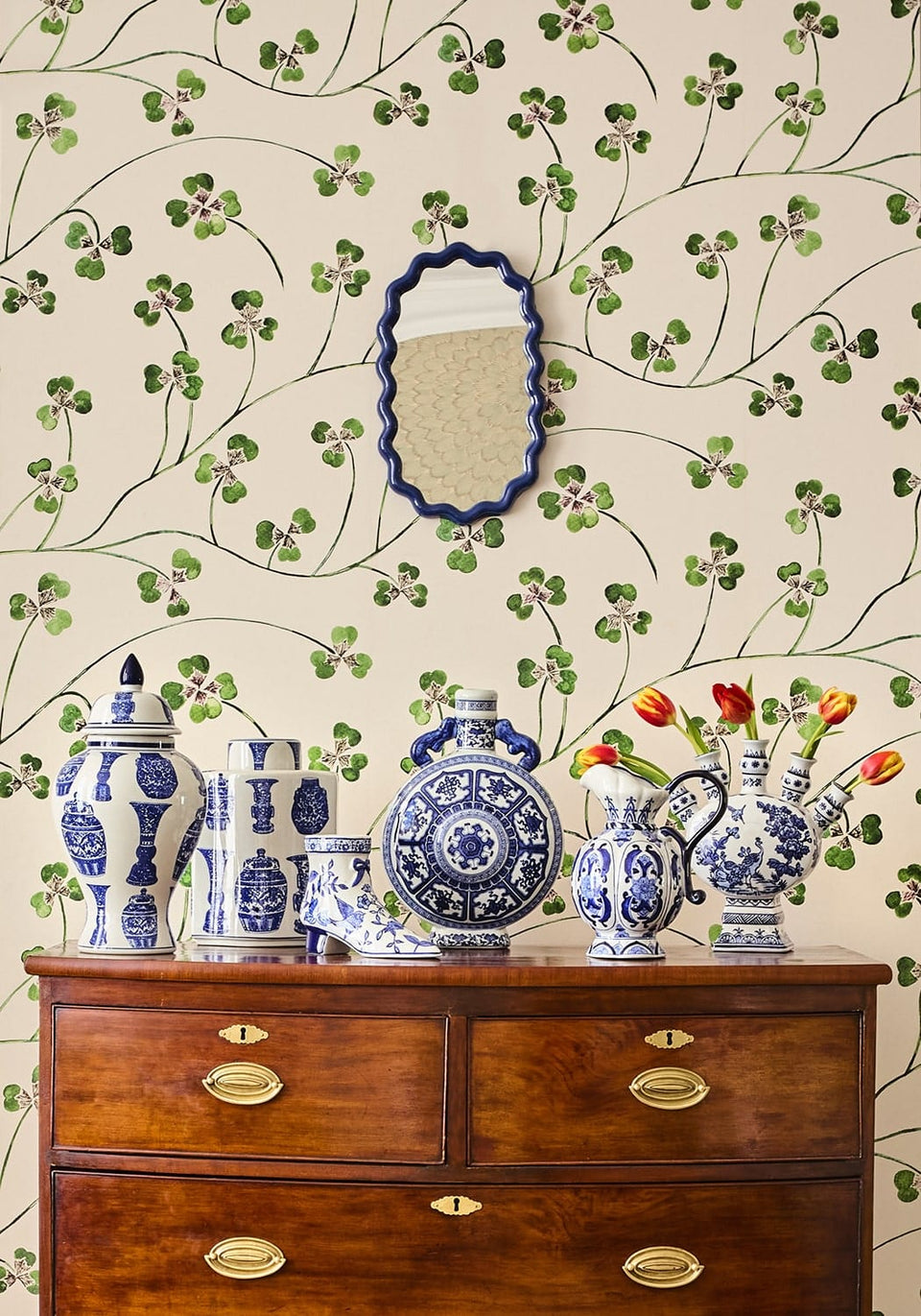 Wavey Mirror in Blue Oval - Casa by Josephine Jenno