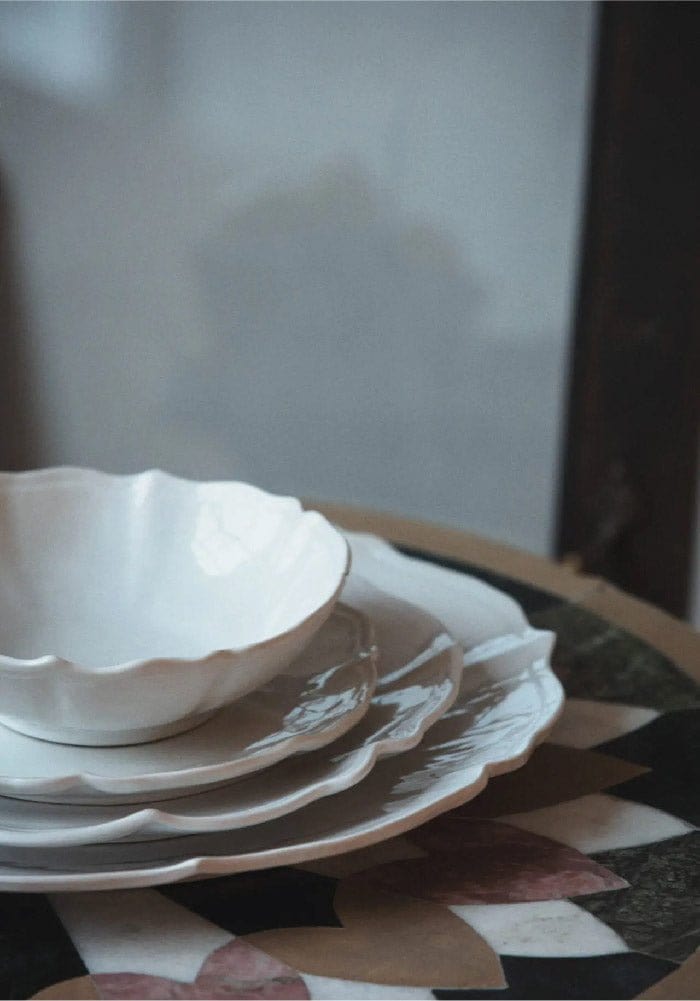 White Stoneware Bowl - Set of 4