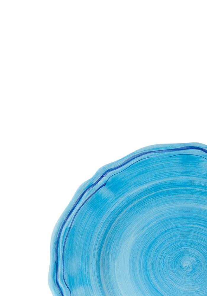 4 Italian Hand Painted Stoneware Plates Blue - Set of 4