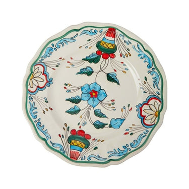 4 Italian Hand Painted Stoneware Plates With Flower Motif