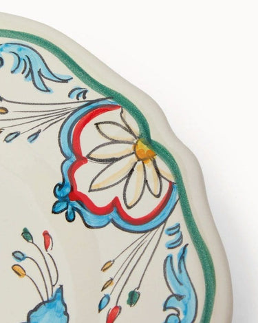 4 Italian Hand Painted Stoneware Plates With Flower Motif